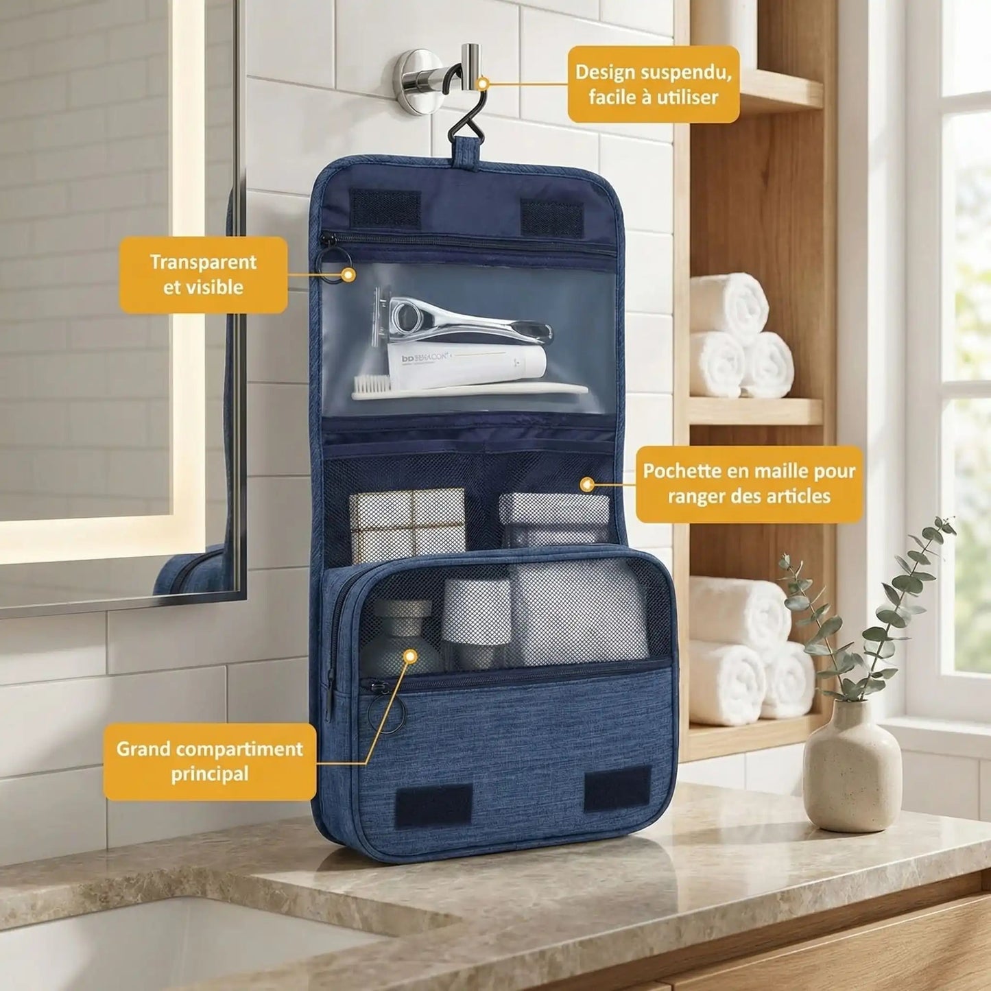 Trousse de toilette | Suspendue Imperméable VOYAGEUR - Sacan Distributions