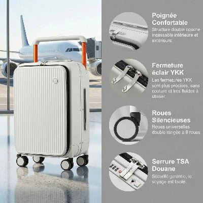 Valise Luxe Aluminium à large poignée - Sacan Distributions